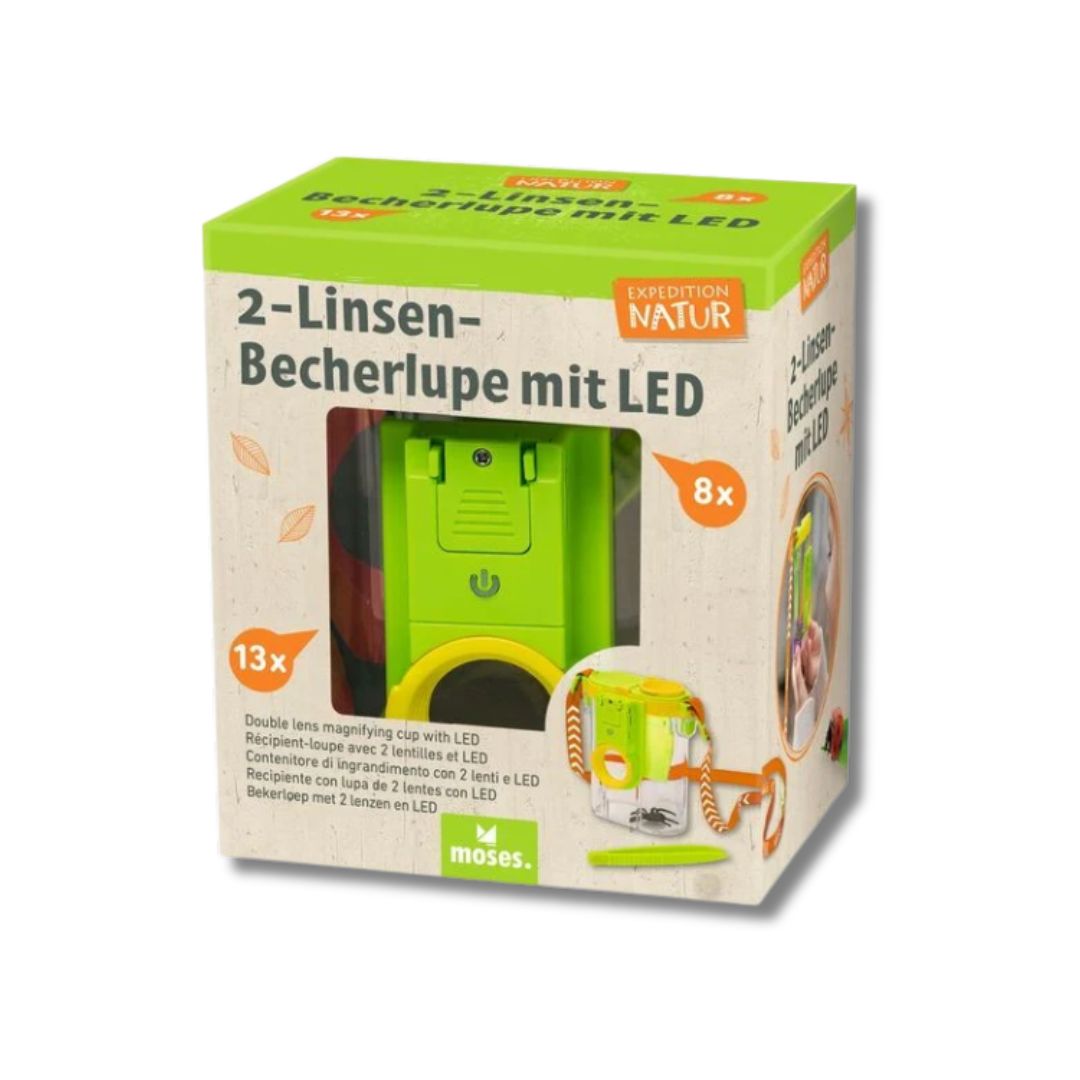 Bekerloep met 2 lenzen en led