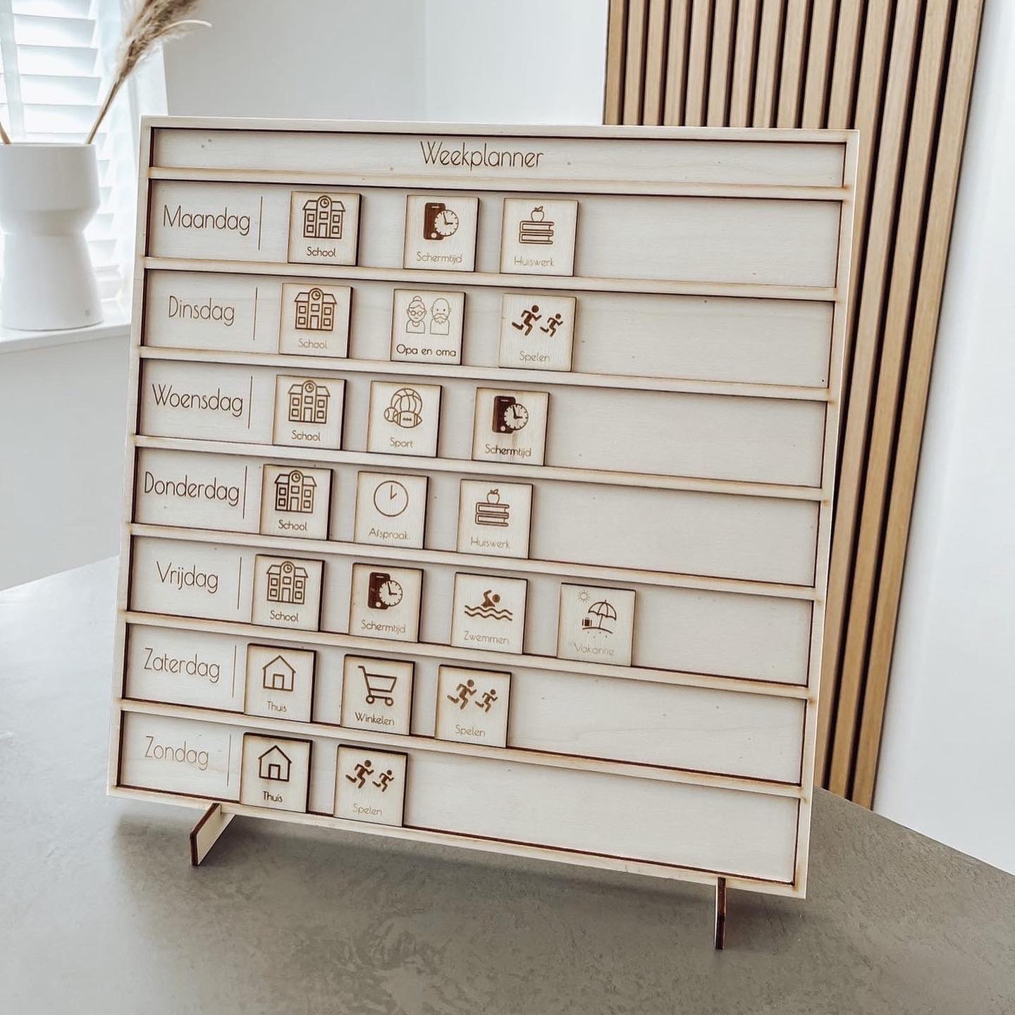 Houten weekplanner