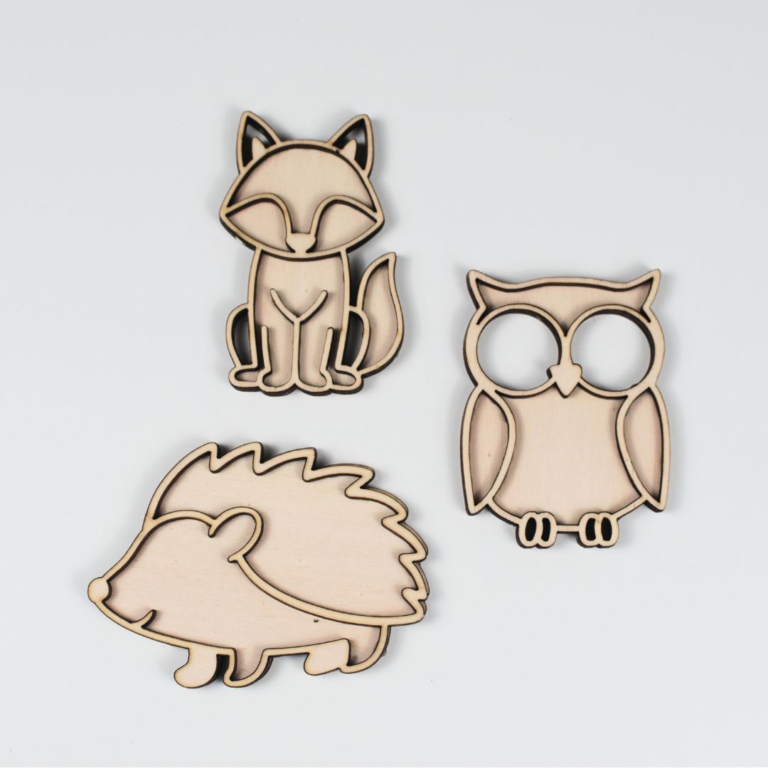 Houten Bosdieren Figuren - Afbeelding 2