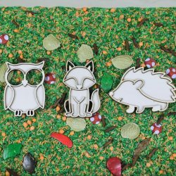 Houten Bos Dieren voor de speelbak