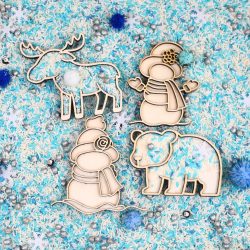Houten Winter Speelfiguren