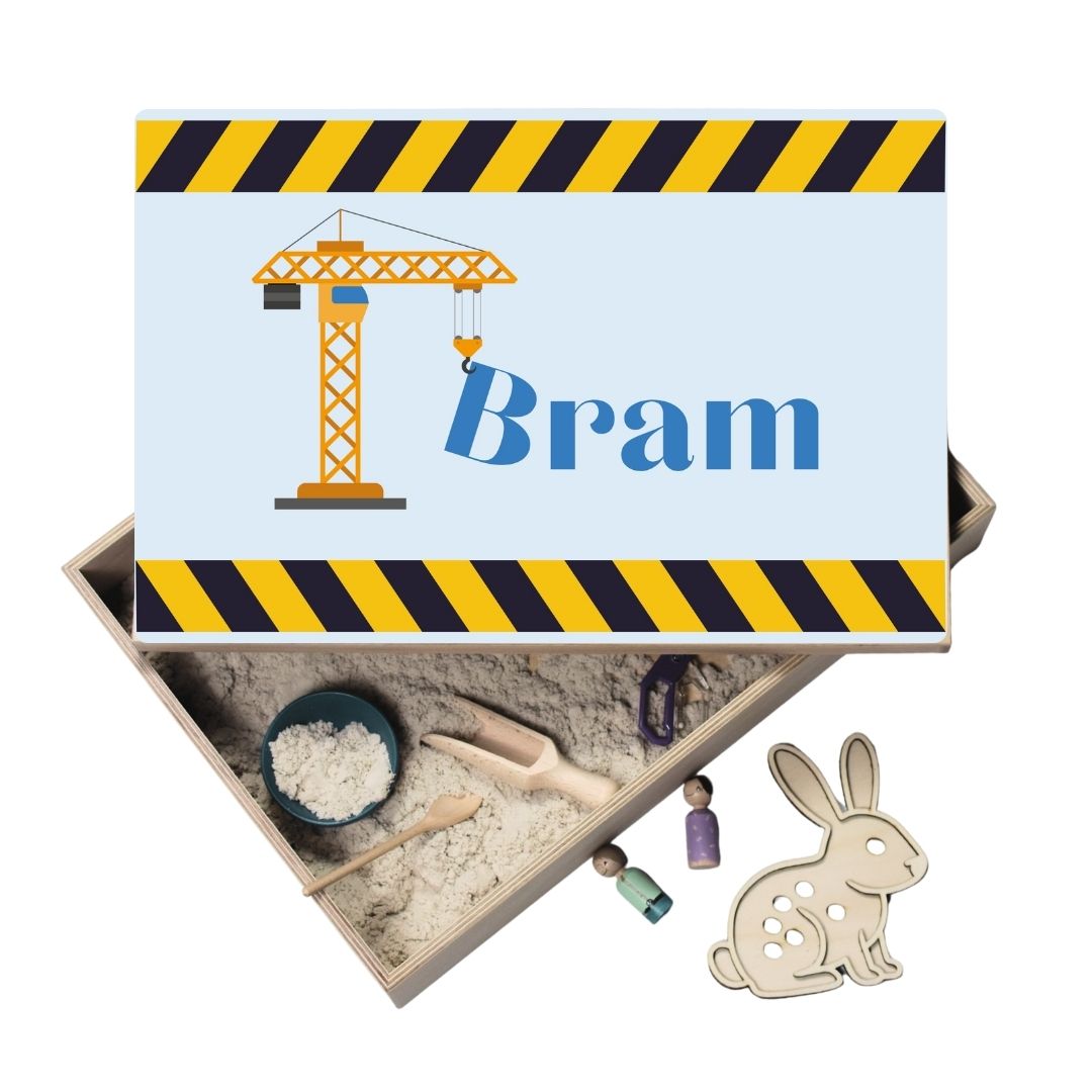 Speelbak met deksel – Constructie (Bram) - (personaliseren met eigen naam)