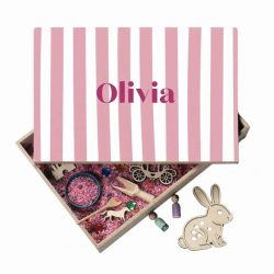 Speelbak met deksel – Strepen (Olivia) - (personaliseren met eigen naam)