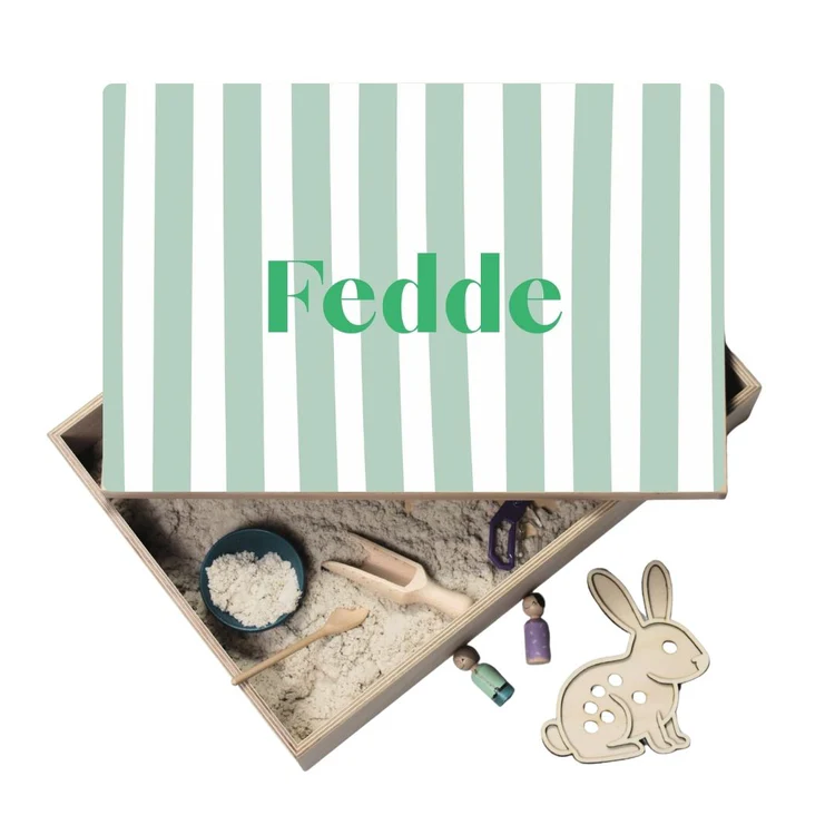 Speelbak met deksel – Strepen (Fedde) - (personaliseren met eigen naam)