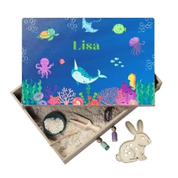 Speelbak met deksel – Oceaan (Lisa) - (personaliseren met eigen naam)