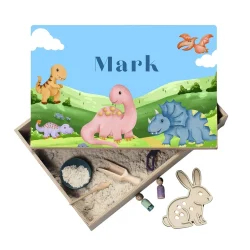 Speelbak met deksel – Dinosaurus (Mark) - (personaliseren met eigen naam)