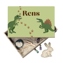 Speelbak met deksel – Dinosaurus (Rens) - (personaliseren met eigen naam)
