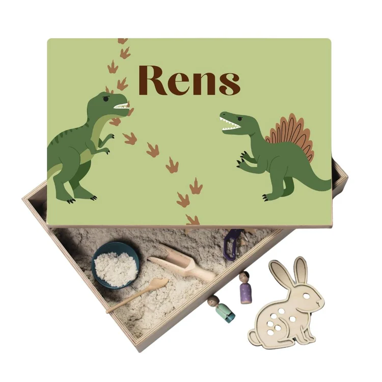 Houten speelbak Dinosaurus met deksel (meerdere ontwerpen) - Afbeelding 6