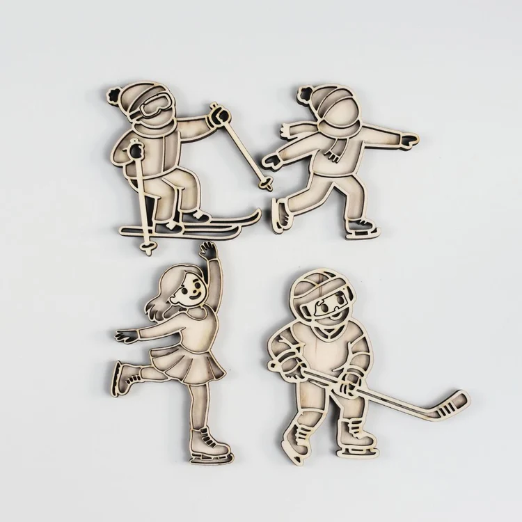 Houten Speelfiguren Olympische Winterspelen - Afbeelding 2