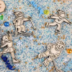 Houten Speelfiguren Olympische Winterspelen