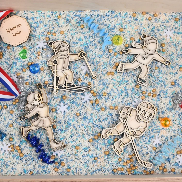Houten Speelfiguren Olympische Winterspelen - Afbeelding 5