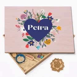 Speelbak met deksel – Bloemen (Petra) - (personaliseren met eigen naam)