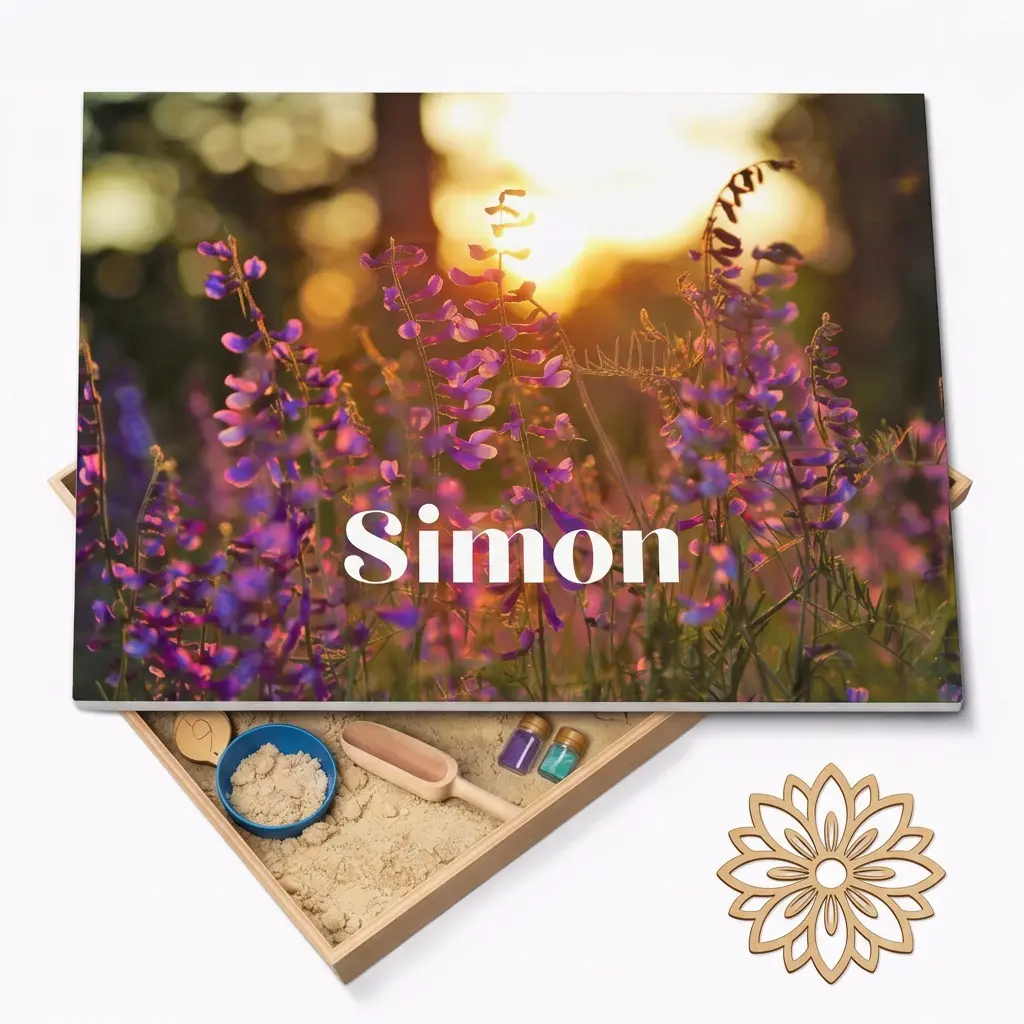 Speelbak met deksel – Bloemen (Simon) - (personaliseren met eigen naam)