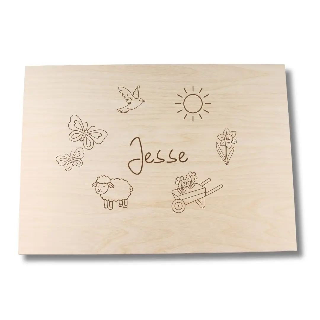 Speelbak met deksel – Lente (Gravure) – (personaliseren met eigen naam)