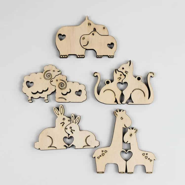 Speelfiguren Set B – Houten dierenduo’s vol zorg en verbondenheid - Afbeelding 2