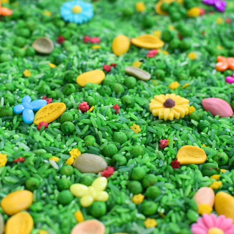 Speelrijst Lente – 1 kilo groene sensorische mix - Afbeelding 4