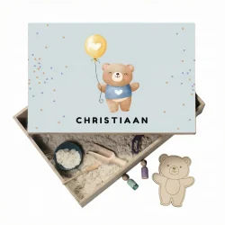 Speelbak met deksel – Beertje (Christiaan) - (personaliseren met eigen naam)