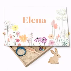 Speelbak met deksel – Bloemen (Elena) - (personaliseren met eigen naam)