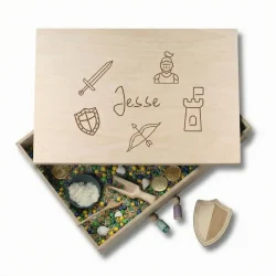 Speelbak met deksel – Ridders & Kastelen (Jesse) - (personaliseren met eigen naam)