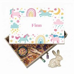 Speelbak met deksel – Unicorn (Finn) - (personaliseren met eigen naam)(kopie)