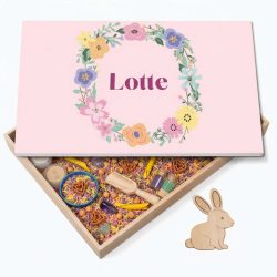 Speelbak met deksel – Bloemen (Lotte) - (personaliseren met eigen naam)