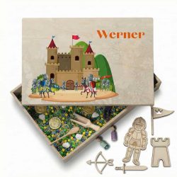 Speelbak met deksel – Ridders & Kastelen (Werner) - (personaliseren met eigen naam)