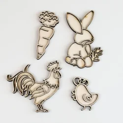 Speelfiguren Pasen – Houten Set (4 stuks)