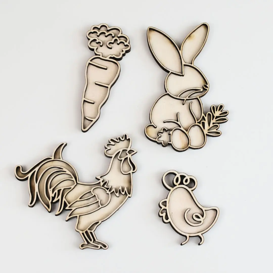 Speelfiguren Pasen – Houten Set (4 stuks)