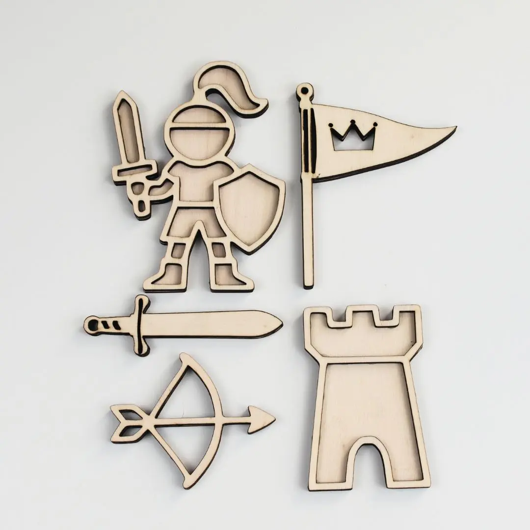 Houten Speelfiguren Ridders – Set van 5 - Afbeelding 2