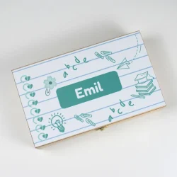 Houten Tekenkist met Naam – School Design Groen (ABC & Leren)