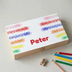 Houten Tekendoos met Naam – Kleurrijk Design
